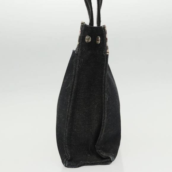 BURBERRY Blue Label Tote Bag Canvas Silver Black Auth 96669 - Picture 3 of 16